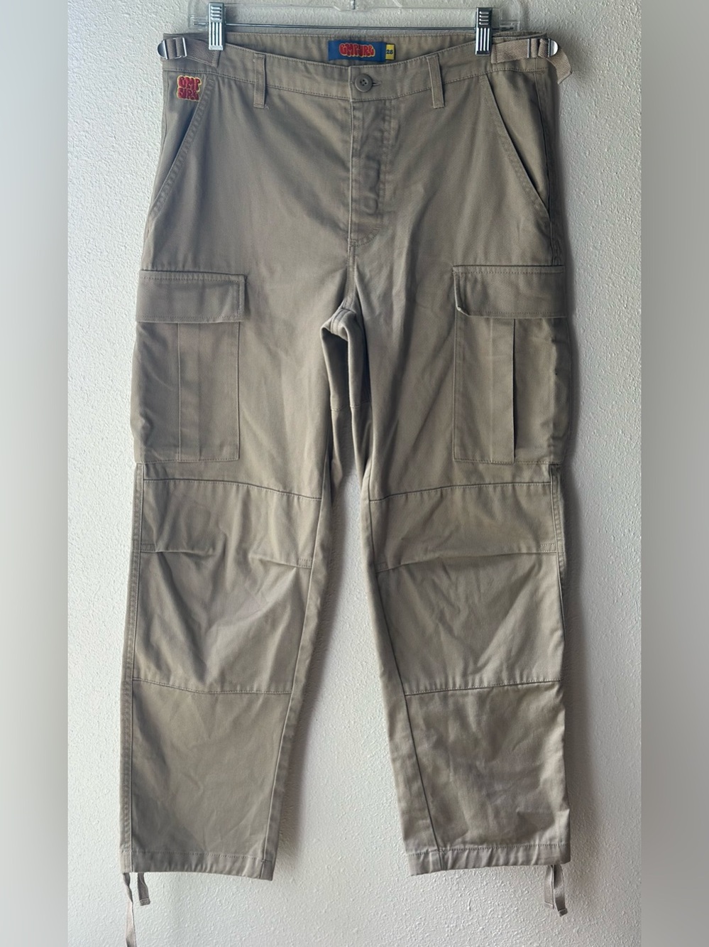 Empyre Y2K Mens Khaki Tan Cargo Pants Utility Skate Loose Fit Size 28
